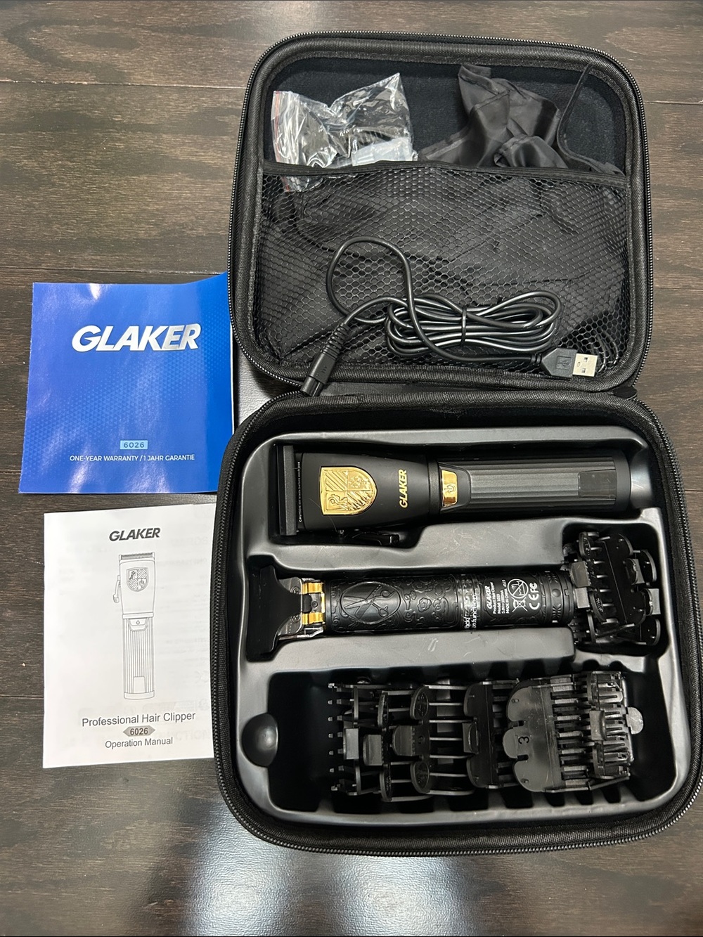 Professional Hair Clipper Kit in Black & Gold